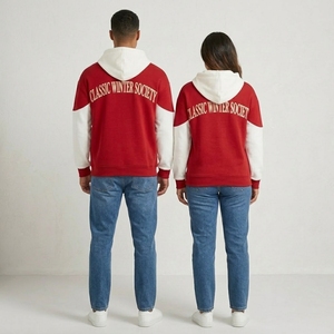 Hoodie streetwear personnalisé épais, coupe ample, avec fermeture éclair et broderie, pour la mode urbaine d'hiver, vente en gros - Product Image 2