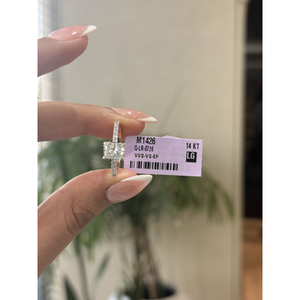 Anillo de compromiso premium con diamante radiante cultivado en laboratorio, halo oculto y pavé, 1.5CT VVS VS EF, oro macizo, regalo de aniversario de bodas para ella - Product Image 4