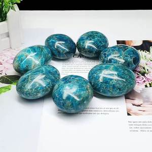 Pierres de palmier en apatite naturelle, polies et lisses, en cristal bleu, pour cadeau, décoration, collection et artisanat - Product Image 3