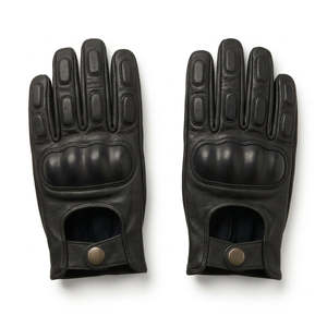 Guantes de Motocicleta de Cuero Negro, Guantes de Conducción con Dedos Completos, Protección de Palma, Equipo Casual para Exteriores - Product Image 2