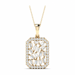 Pendentif en diamant de laboratoire, or 10K 14K 18K, argent sterling 925 935, pendentif carré en grappe de diamants baguette, bijoux - Product Image 1