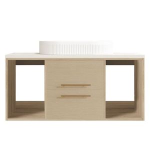 Mobile Bagno Moderno da Parete 99,75 cm con Lavabo Ovale in Ceramica, Mobile Sospeso in Legno Massello Multistrato con Cassetti a Chiusura Ammortizzata - Product Image 5