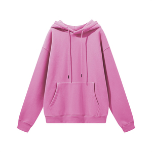 เสื้อฮู้ดดี้สีชมพูแบบสวมใส่สบาย ทรงหลวม มีกระเป๋าจิงโจ้ ปลายแขนเสื้อแบบริบ ผ้าฟลีซ ยูนิเซ็กซ์ ขายส่ง เสื้อผ้าลำลอง - Product Image 1