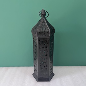Artisan Design Handmade <b>Moroccan</b> Style Black Iron Candle Lantern <b>Decor</b> 4X4.75X13" for Home Wedding Table <b>Decor</b> - Product Image 6
