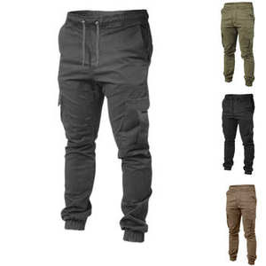 Pantalones de Lona Blancos para Hombre, Talla Grande, Pantalones Deportivos, Cintura Media, Encaje, Pierna Ancha, Casuales, 100% Algodón - Product Image 3