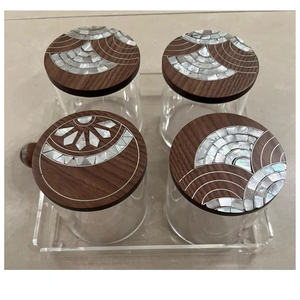 Caja de Dulces MOP HeritageGrain, Organizador de Almacenamiento de Dulces Hecho a Mano de Madera y Acrílico con Incrustaciones de Concha para Ramadán, Eid y Hogar de Lujo - Product Image 2