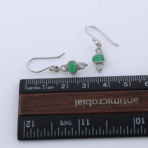 925 Sterling <b>Silver</b> Green Onyx & Topaz Oval <b>Drop</b> <b>Earrings</b> Handmade Gemstone Dangle Hook <b>Earrings</b> for Women - Product Image 4