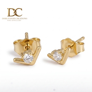 ต่างหูเพชรทรงกลม 14KT ทองคำแท้สีเหลือง  เพชรเพาะเลี้ยงในห้องปฏิบัติการ รับรองโดย IGI ดีไซน์เรียบหรู ทันสมัย เหมาะเป็นของขวัญในทุกๆ วัน เครื่องประดับคุณภาพสูง - Product Image 5