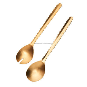 Serveur à salade en acier inoxydable brossé de qualité supérieure offrant un aspect raffiné adapté à la restauration moderne - Product Image 1