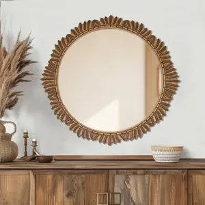 Miroir mural rond décoratif de luxe, fait main, avec cadre en métal, pour la maison moderne, les hôtels, les chambres et les salons - Product Image 3