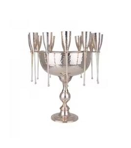 Bol à champagne en aluminium martelé avec support suspendu pour verres, refroidisseur de boissons argenté pour fêtes et bars - Product Image 1