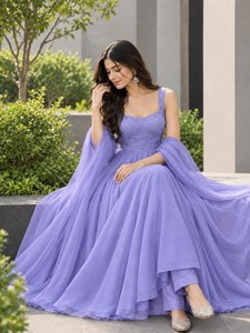 ชุดเดรส Anarkali สีดำ ผ้าลูกไม้ แขนกุด ทรงเอไลน์ ความยาวปานกลาง สำหรับงานปาร์ตี้  ปักลายฉลุ  ชุดอินเดีย ปากีสถาน สำหรับงานแต่งงาน งานเลี้ยง - Product Image 2