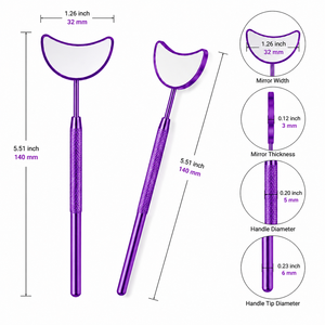 Purple Handheld <b>Makeup</b> <b>Mirror</b> 3X <b>Magnifying</b> Single Side Stainless Steel Frame Moon Shape Pocket <b>Mirror</b> - Product Image 5