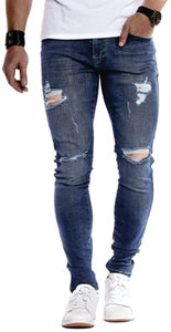 Jeans de Mezclilla de Alta Calidad para Hombre, Diseño Desgastado, Corte Regular, Estilo Casual Elegante, Cintura Media - Product Image 6