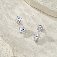 Boucles d'oreilles pendantes en argent sterling 925 avec moissanite taille princesse et taille poire pour femme, couleur D, moissanite VVS1