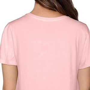 เสื้อยืดผู้หญิงคอตตอนสั่งทำโลโก้ขายส่ง เสื้อเปล่าระบายอากาศดี สไตล์สตรีทแวร์สำหรับฤดูร้อน รับผลิตแบบ OEM แขนสั้นทรงหลวมไหล่ตก - Product Image 4