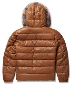 Veste matelassée de luxe pour homme en cuir véritable avec capuche en fourrure véritable, imperméable, thermique, doudoune d'hiver, vêtements d'extérieur sur mesure en gros - Product Image 5