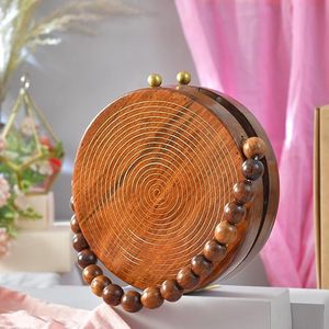Bolso de Mano de Madera Natural de Diseño, Elegante y Económico para Mujer, Ideal para Fiestas, Bodas, Eventos Nocturnos y Ocasiones Especiales - Product Image 1