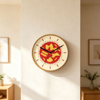 Horloge murale analogique silencieuse à quartz de 12 pouces, thème pâtes, grain de bois clair, style nordique chaleureux, pour cuisine, salle à manger, café