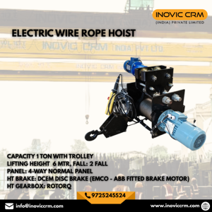 Polipasto Eléctrico de Doble Viga con Cable de Acero de 1 Tonelada |   Altura de Elevación de 6 m |   2 Fall |   Caja de Cambios Rotorq |   Disco de Freno Metálico DCEM - Product Image 1