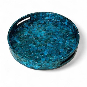 Bâtonnets d'encens Viet Green Craft faits à la main, modernes, ronds, bleus, en mosaïque de nacre, en bambou, 25-35 cm, non parfumés, pour usage intérieur - Product Image 1