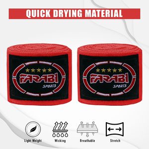 Vente en gros de bandages de boxe FARABI en coton/polyester/nylon, respirants, durables, élastiques, pour toutes les saisons, entraînement d'arts martiaux - Product Image 3