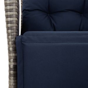 Ensemble de salle à manger de jardin noir avec table, chaises grises et coussins bleu marine - Product Image 5