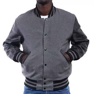 Money Conversations Blouson universitaire noir et crème pour homme avec logo brodé, style streetwear, pour l'automne, 100% coton, Survêtements pour homme - Product Image 1