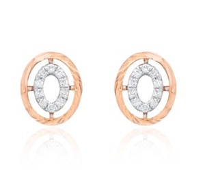 Pendientes contemporáneos de oro rosa con diamantes naturales para mujer, ajuste regular, elegantes, ligeros, joyería de moda - Product Image 3