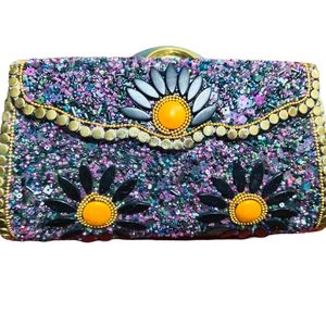 Bolso de Mano para Mujer, Hecho a Mano, con Adornos de Piedras, para Uso Nocturno, Tela de Algodón, Decoración con Cuentas - Product Image 3