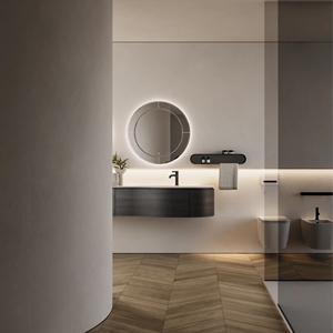Meuble-lavabo de salle de bain moderne de luxe personnalisé JY Project avec tiroirs, à poser au sol, en panneau mélaminé, facile à nettoyer pour la maison, l'hôtel, la villa - Product Image 4