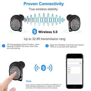 Auricolari Wireless TWS IPX4 Touch 5.0 con Portata di Trasmissione di 10 Metri, Cuffie In-Ear Stereo con Cancellazione del Rumore per Tutti i Dispositivi - Product Image 6