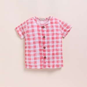 Conjuntos de ropa de bebé Jabla de muselina orgánica de primera calidad con estampado de cuadros rosas - Product Image 2