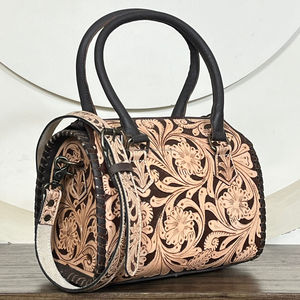Nuevas Bolsas de Viaje de Cuero Genuino de Lujo con Diseño Floral, Estilo Elegante, Cuero Repujado, Modernas, Unisex, Perfectas para Viajar - Product Image 4
