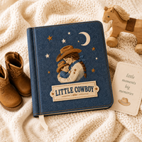 LABON Petit Cowboy Denim Broderie Baby Memory Book Milestone Journal Premium Hardcover My First Year Album Sourcing Gift