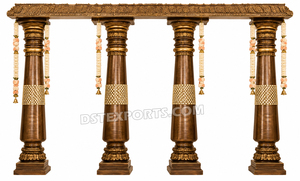 Ensemble de piliers de mariage en fibre d'inspiration dravidienne, Mandap élégant à quatre côtés, design Kalyana d'Inde du Sud, décoration royale - Product Image 4