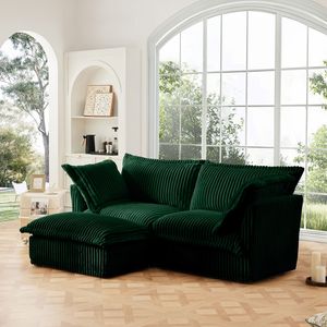 Divano componibile a L a 2 posti con pouf convertibile, seduta ampia e profonda e rivestimento sfoderabile per soggiorno - Product Image 3