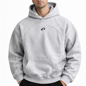 เสื้อฮู้ดดี้ผู้ชายพรีเมียม ผ้าฝ้ายฟลีซ ทรงโอเวอร์ไซส์ สไตล์สตรีทแวร์ หนานุ่ม ดีไซน์แขนเสื้อแบบแร็กแลน รับผลิตตามแบบ พร้อมสกรีนโลโก้ OEM - Product Image 1