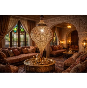 Handmade <b>Brass</b> Moroccan <b>Lantern</b> With Intricate Cut-Out Design For Home Decoration - Product Image 1