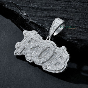 Colgante de Letra Personalizado de Plata 925 con Moissanita, Placa con Nombre ROB, Chapado en Oro de 18K, Chapado en Oro Rosa, Chapado en Rodio, Joyería Hip Hop - Product Image 6