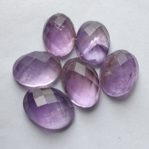 พลอยแอมเมทิสต์ธรรมชาติทรงรีเจียรแบบโรสคัท  ขนาดปรับเทียบแล้ว ด้านหลังแบน สีม่วง สำหรับทำเครื่องประดับ - Product Image 6