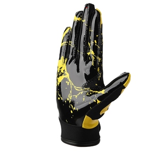 Black Yellow Dripping Pattern <b>Full</b> Finger Breathable PU Gloves Hook & Loop Closure Non <b>Slip</b> Outdoor Unisex All Seasons Use - Product Image 1