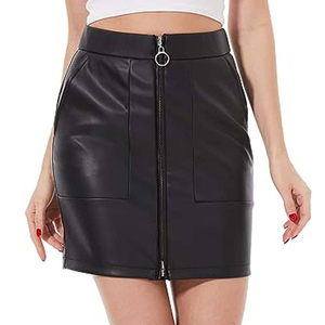 Women's <b>High</b> Waist Faux Leather Mini Pencil Skirt With Front Zipper Solid Shiny Sexy Style All Seasons Wear - Product Image 6
