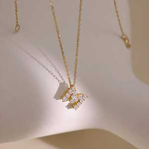 14K Yellow Gold Plated IGI Certified Natural CVD Brilliant Cut Diamond Alphabets Necklace 0.6 Ct VS1 F Color Fine Jewelry Women - Product Image 2