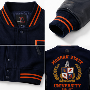 Custom <b>Men's</b> Satin Varsity <b>Jacket</b> with Boxy Fit <b>Faux</b> <b>Leather</b> Sleeves Embroidery Front Logo Autumn/Winter OEM Supplier - Product Image 4