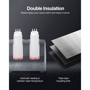 Dispenser Elettrico Commerciale per Bottiglie e Formaggi 0.8x2 L, Temperatura Regolabile 86-185°F, Attrezzatura per Fudge Caldo e Riscaldamento, in Plastica - Product Image 4