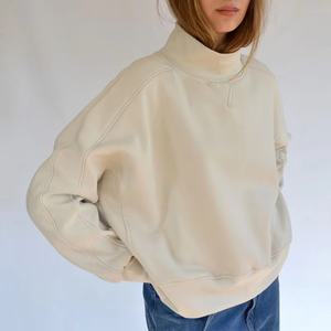 Custom Printed Front Logo Women <b>Mock</b> <b>Neck</b> Sweatshirt Oversized Pullover Fleece Anti-Pilling Casual Long Sleeve Streetwear <b>Top</b> - Product Image 1
