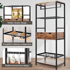 Stazione di alimentazione per cani rialzata regolabile in altezza 3 grandi cani medi scaffali portaoggetti per animali domestici Premium ciotole e mangiatoie - Product Image 4