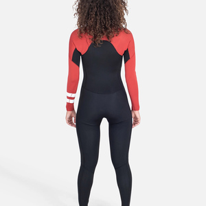 Combinaison de plongée en néoprène une pièce pour femme, col montant, blocs de couleur contrastants, coupe ajustée, pantalon long - Product Image 4