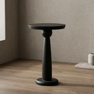 Table d'appoint ronde en bois noir moderne, mobilier minimaliste pour salon, design durable - Product Image 4